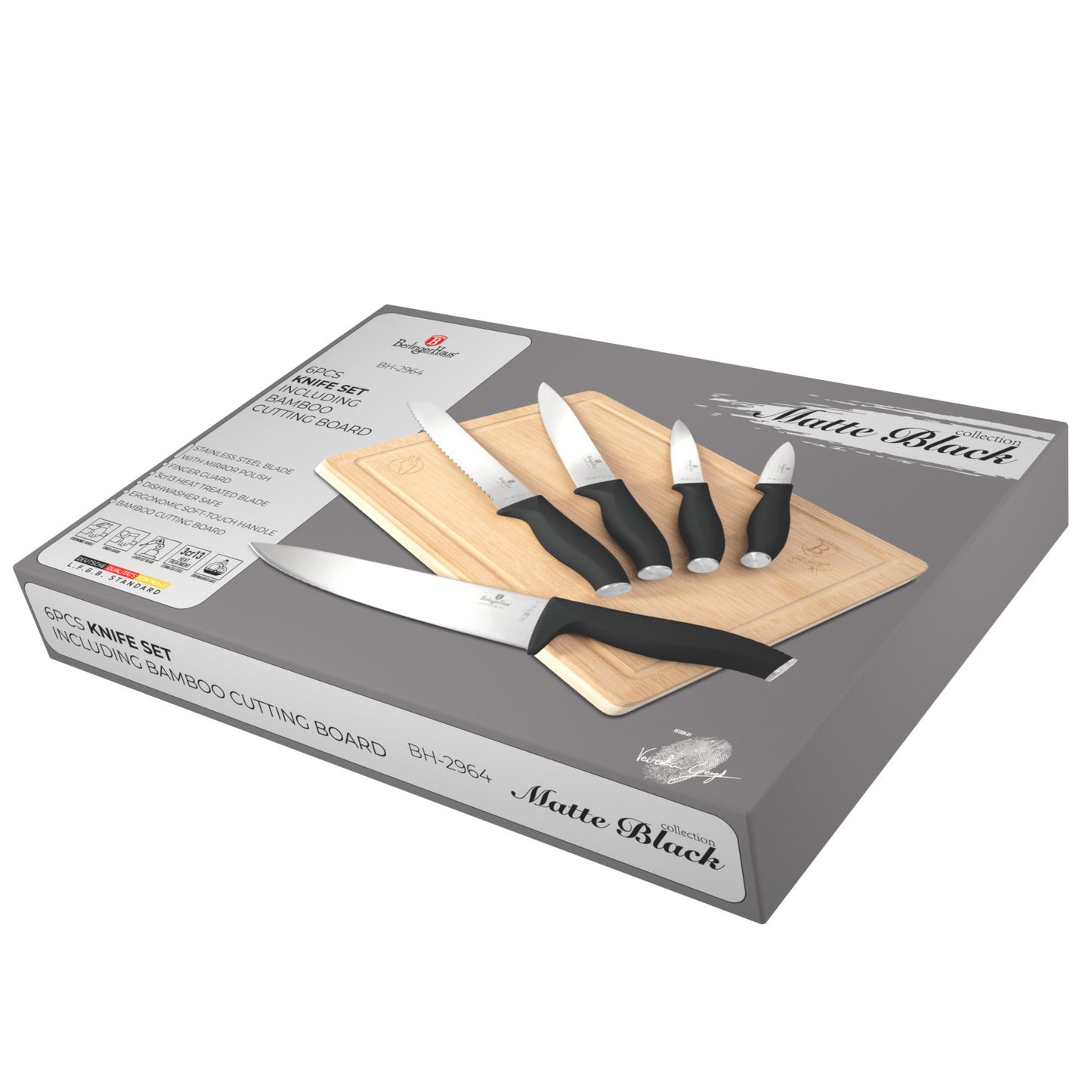 Berlinger Haus Black Knife Set with Bamboo Cutting Board