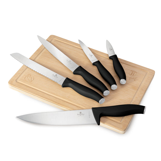 Berlinger Haus Black Knife Set with Bamboo Cutting Board