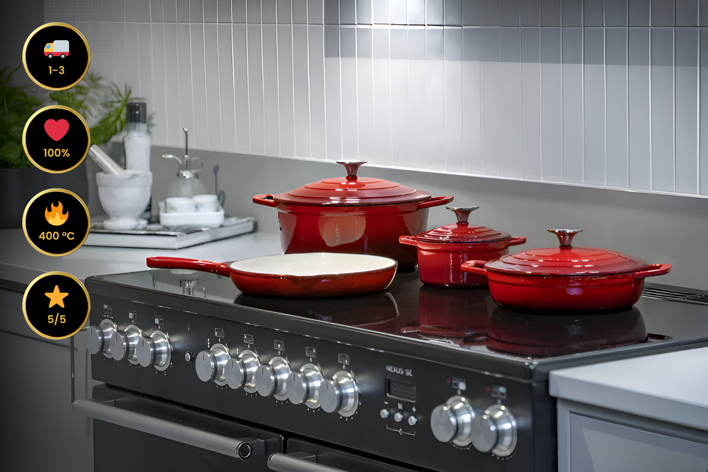 CS Solingen Cast Iron Pot Set – 7 Pieces